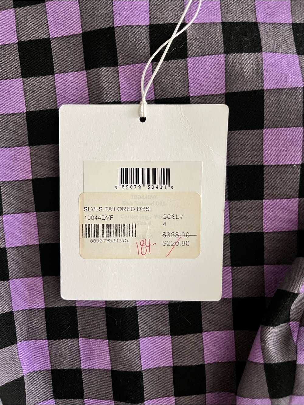 NWT Diane von Furstenberg Women’s Purple & Black Gingham Sheath Dress - Size 4 - Picture 4 of 7